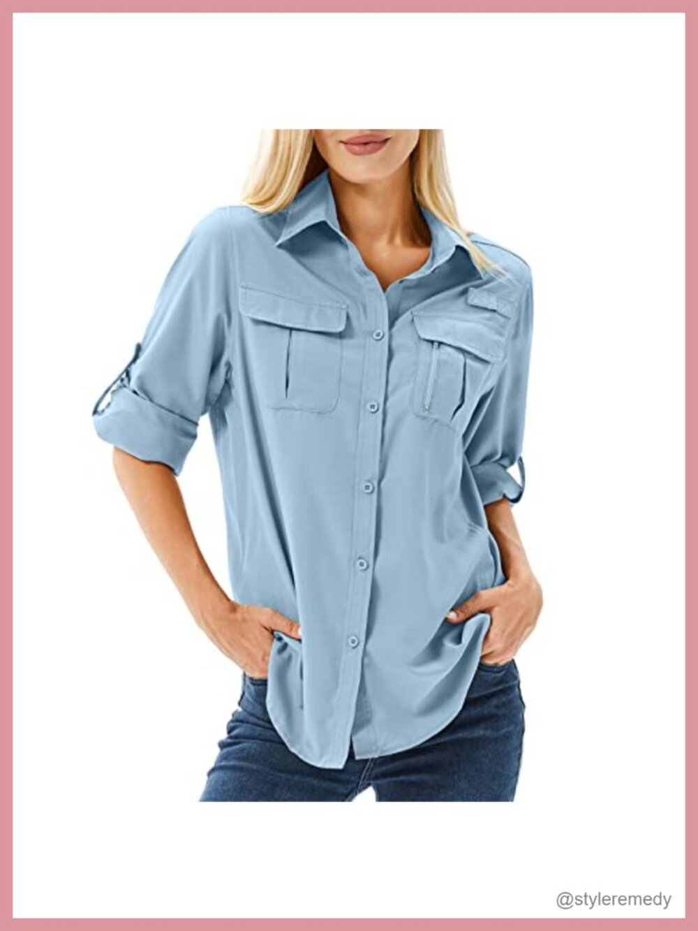 UPF 50 Long Sleeve Sun Protection Safari Fish Hiking Shirt